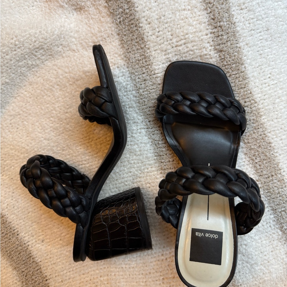 Dolce Vita Black Heeled Braided Shoes